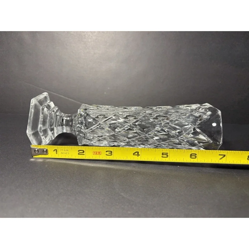 Vintage Clear Cut Crystal Bud Vase Hexagon Base 7